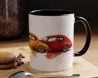 Vintage Car Accent Coffee Mug  Classic Automotive Designs Gift for Car Lovers Collectible Coffee Cup Retro Style Mug