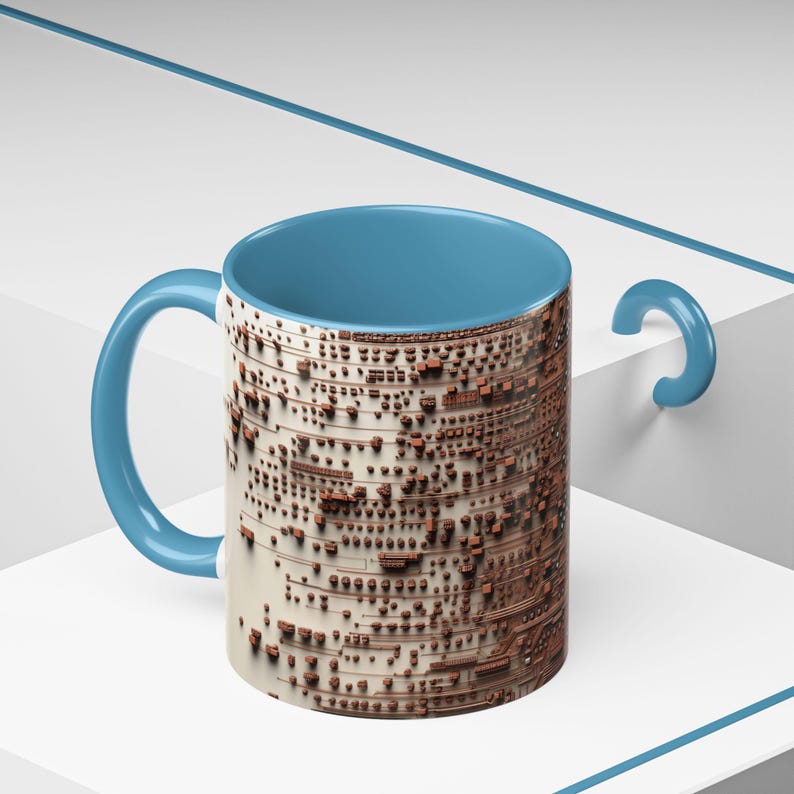 Taza de café con diseño de circuito tecnológico, regalo para amantes de la informática, decoración geek, taza de cerámica única, regalo para programadores, taza tecnológica para vacaciones. imagen 6