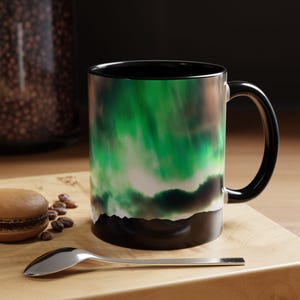Aurora Borealis Accentkoffiemok Natuurliefhebber Cadeau Noorderlicht Koffiekopje Unieke kunstmok voor thuis Reismok
