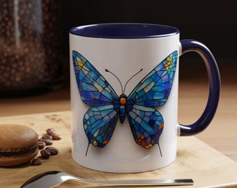 Taza de café con forma de mariposa de vidrio coloreado, taza de té de cerámica colorida, gran regalo para amantes de la naturaleza, decoración del hogar, artículos únicos para beber, Día de la Madre