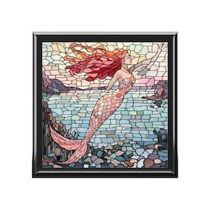 Mermaid Mosaic Jewelry Box, Ocean Decor, Gift for Her, Trinket Organizer, Coastal Home Decor, Fantasy Jewelry Storage