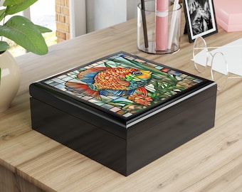 Vibrant Fish Jewelry Box  Colorful Keepsake Storage Gift for Fish Lovers Home Decor Stained Glass Inspired Organizer Gift for Her