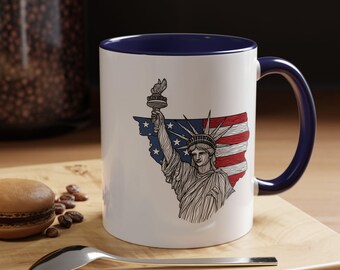 Koffiemok met patriottisch accent Liberty Design Perfect voor cadeaus en feesten Cadeau voor hem 4 juli Onafhankelijkheidsdag