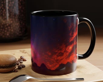Cosmic Landscape Coffee Mug Space Lover's Gift Celestial Themed Cup Unique Starry Night Mug Home & Office Decor