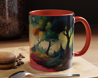 Whimsical Nature Scene Coffee Mug Artistic Ceramic Cup for Nature Lovers Great for Home or Office Gifts for Coffee Enthusiasts Fantasy