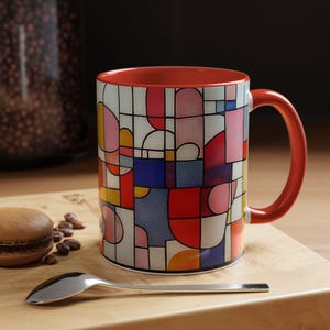 Geometric Accent Coffee Mug  Colorful Art Mug Modern Design Unique Gift for Art Lovers Home Decor Coffee Lover&#39;s Delight