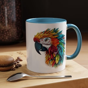 Tropical Parrot Accent Coffee Mug Vibrant Safari Style Gift for Bird Lovers Colorful Kitchen Decor Jungle Decorations