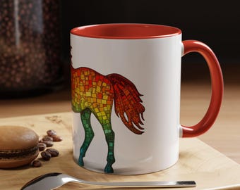 Vibrant Unicorn Accent Coffee Mug  Rainbow Mosaic Drinkware Gift for Unicorn Lovers Colorful Mug for Home Office or Celebration