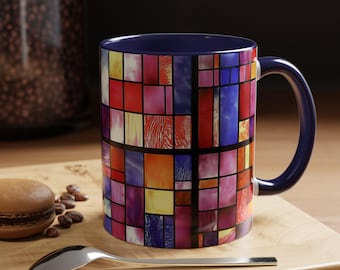 Vibrant Stained Glass Coffee Mug Perfect for Art Lovers Home Decor Gift for Her Colorful Mug Unique Office Gift