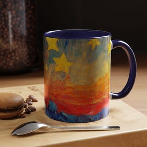 Starry Sunset Coffee Mug Artistic Mug Gift for Art Lovers Colorful Kitchen Decor Unique Coffee Cup Birthday Gift Idea, Gift for Her