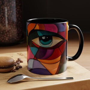 Vibrant Artistic Coffee Mug  Colorful Eye Design  Gift for Art Lovers Home Decor Unique Office Mug Creative Mugs Modern Kitchen