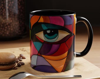 Vibrant Artistic Coffee Mug  Colorful Eye Design  Gift for Art Lovers Home Decor Unique Office Mug Creative Mugs Modern Kitchen