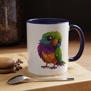 Colorful Parrot Accent Coffee Mug Cute Bird Mug for Tea Lovers Fun Kitchen Decor Gift for Bird Enthusiasts Animal Lovers Mug