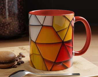 Vibrant Geometric Accent Coffee Mug  Modern Kitchen Decor Colorful Drinkware Gift for Coffee Lovers Home Office Essential Unique Art