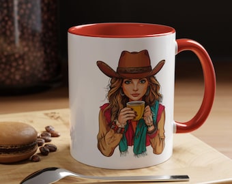 カウガールコーヒーマグ　キュートなウエスタンデザイン　女性へのギフト　素朴なキッチン装飾　おもしろいカウボーイカップ　馬好きのマグカップ