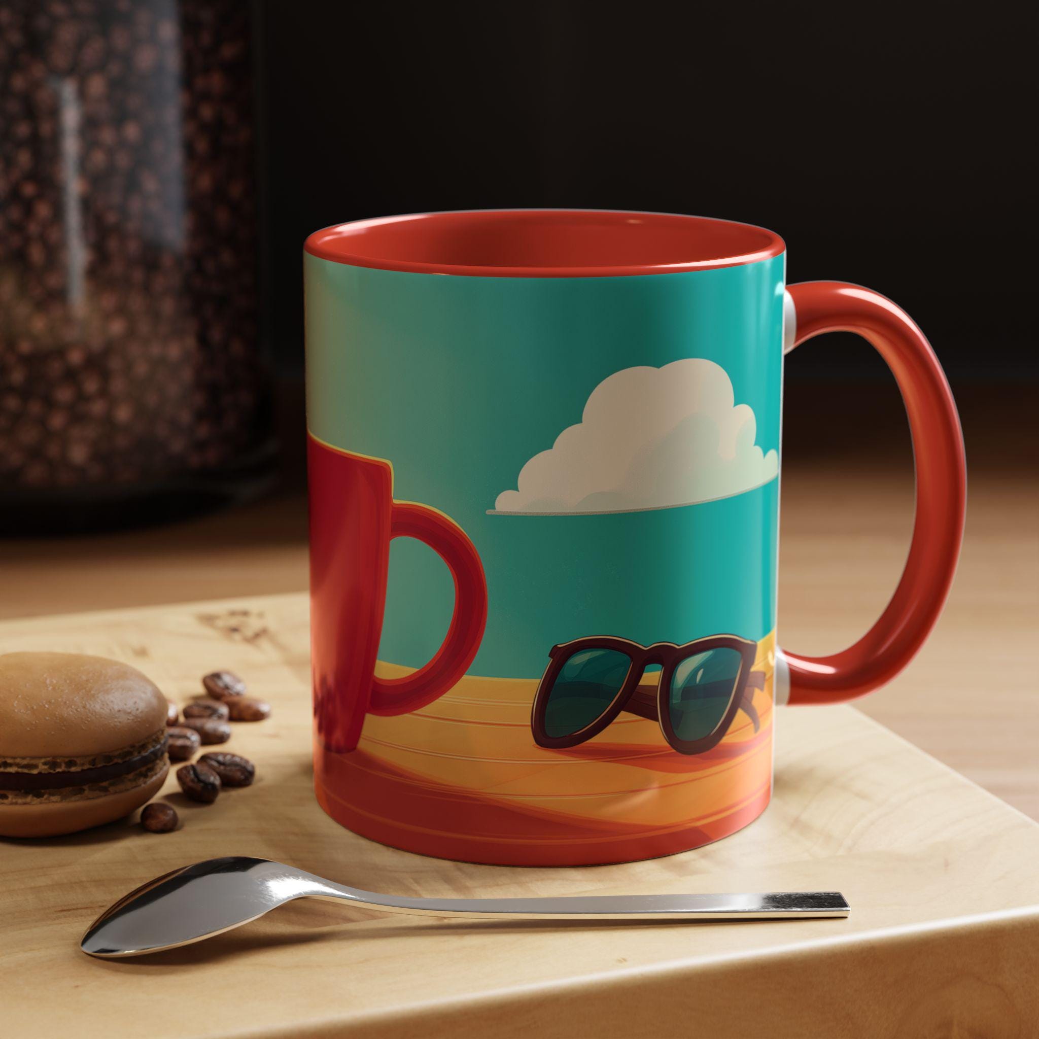 Vibrant Accent Coffee Mug  Perfect for Summer Mornings Gift for Coffee Lovers Fun Kitchen Decor Café Style Celebrate with Friends