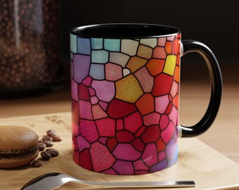 Vibrant Stained Glass Coffee Mug Colorful Ceramic Mug Artistic Gift Tea Mug Unique Kitchen Decor Perfect for Coffee Lovers, Gift for