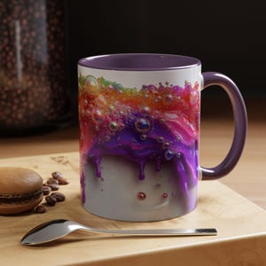 Colorful Rainbow Bubble Accent Coffee Mug Fun Drinkware for Home Art Lover Gift Vibrant Kitchen Decor Unique Cup