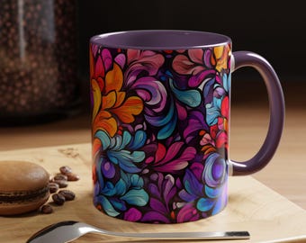 Vibrant Floral Accent Coffee Mug  Perfect for Cozy Mornings Unique Gift Tea Lovers Home Decor Colorful Kitchenware Gift for Her