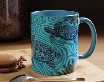 TurtleThemed Accent Coffee Mug OceanInspired Art for Beach Lovers Ideal Gift for Sea Turtle Enthusiasts Perfect for Home & Office