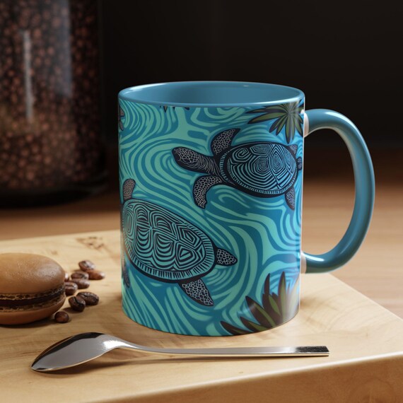 TurtleThemed Accent Coffee Mug OceanInspired Art for Beach Lovers Ideal Gift for Sea Turtle Enthusiasts Perfect for Home & Office