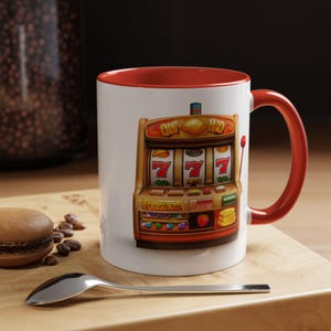 Lucky Slot Machine Coffee Mug Fun Gambling Gift Casino Decor Personalized Coffee Cup Great for Gamblers Slot Lover&#39;s Mug