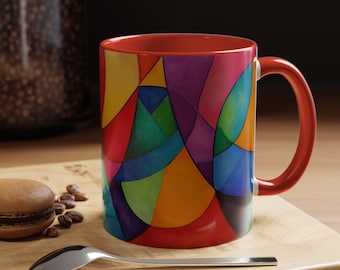 Kleurrijke artistieke koffiemok Levendig mokontwerp Perfect cadeau voor kunstliefhebbers Stijlvolle keramische kop voor interieur Uniek koffiekopje
