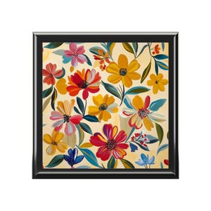 Floral Jewelry Box Colorful Keepsake Organizer Spring Gift Handmade Storage Perfect for Birthdays Weddings, Anniversaries