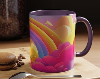 Taza de café arcoíris vibrante, taza de cerámica colorida para los amantes del café, regalo perfecto para cumpleaños, inauguración de la casa o cualquier ocasión, arte arcoíris.