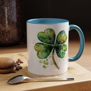 Shamrock Accent Coffee Mug  Perfect for St. Patrick&#39;s Day Irish Gift Home Decor EcoFriendly Green Tea Lovers