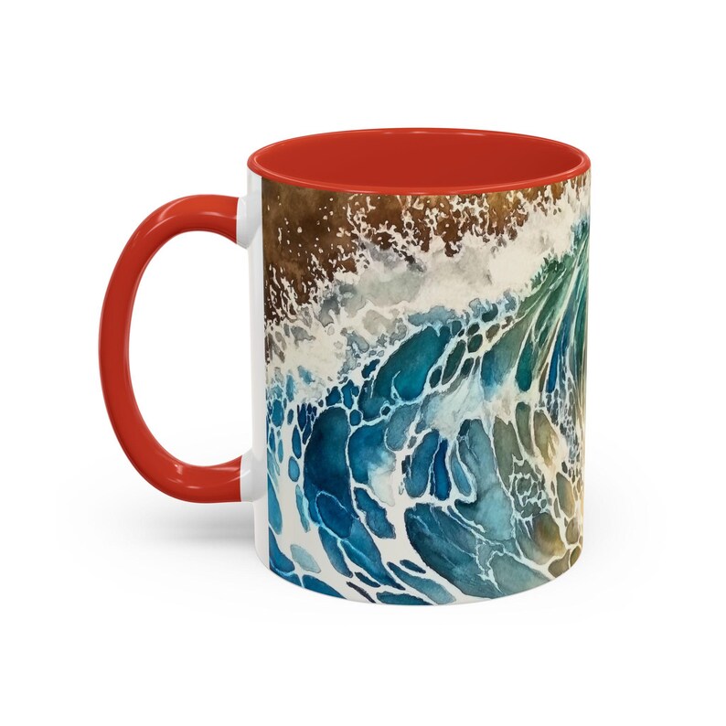 Ocean Wave Accent Coffee Mug Coastal Home Decor Beach Lover Gift Artistic Coffee Cup Ocean Themed Kitchenware Relaxation Gift image 4