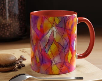 Vibrant Abstract Coffee Mug Colorful Mug for Coffee Lovers Artistic Ceramic Cup Home Decor Gift Perfect for Birthdays and Holidays