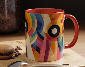 Vibrant Geometric Accent Coffee Mug Artistic Ceramic Cup Colorful Gift for Art Lovers Unique Home Decor Perfect for Coffee Lovers