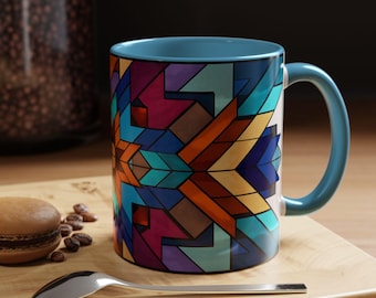 Vibrant Geometric Design Coffee Mug Art Lovers Gift for Coffee Lovers Modern Art Gift for Students Friends Family Gift For All Occasions