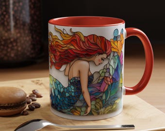 Whimsical Mermaid Accent Coffee Mug Perfect Gift for Beach Lovers Artistic Cup for Home Decor Unique Coffee Lover's Present Colorful