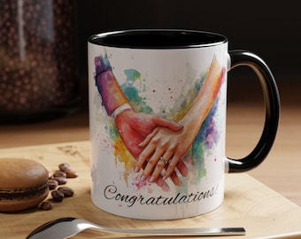 Congratulations Themed Coffee Mug Perfect Gift for Weddings Anniversaries Engagements Couples Colorful Mug