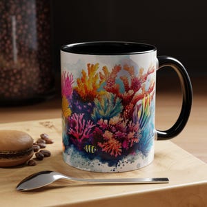 Vibrant Coral Reef Coffee Mug Tropical Ocean Theme Drinkware Nature Lover Gift Colorful Sea Life Mug Beach Decor