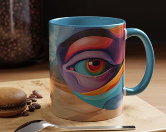 Künstlerischer Akzent Kaffeebecher Buntes Auge Design Einzigartiges Geschenk für Kunstliebhaber Kreatives Wohndekor Perfekt für Kaffee & Tee Abstrakt
