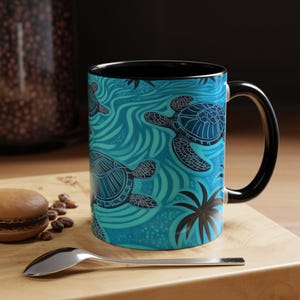 Tropical Sea Turtle Accent Coffee Mug  Ocean Vibe Sea Life Lover Gift Beach Decor EcoFriendly Tea Cup NatureInspired Drinkware