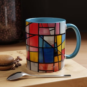 Colorful Stained Glass Accent Coffee Mug Artistic Mug for Home Unique Gift for Coffee Lovers Vibrant Home Decor Perfect for Holidays