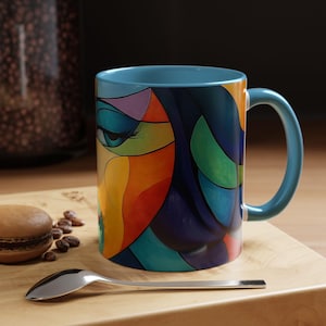 Colorful Abstract Face Coffee Mug, Artistic Ceramic Mug, Unique Gift for Art Lovers, Vibrant Tea Cup, Home Decor