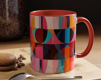 Colorful Geometric Accent Coffee Mug Modern Art Drinkware Unique Gift for Coffee Lovers Stylish Home Decor Kitchen Accessories