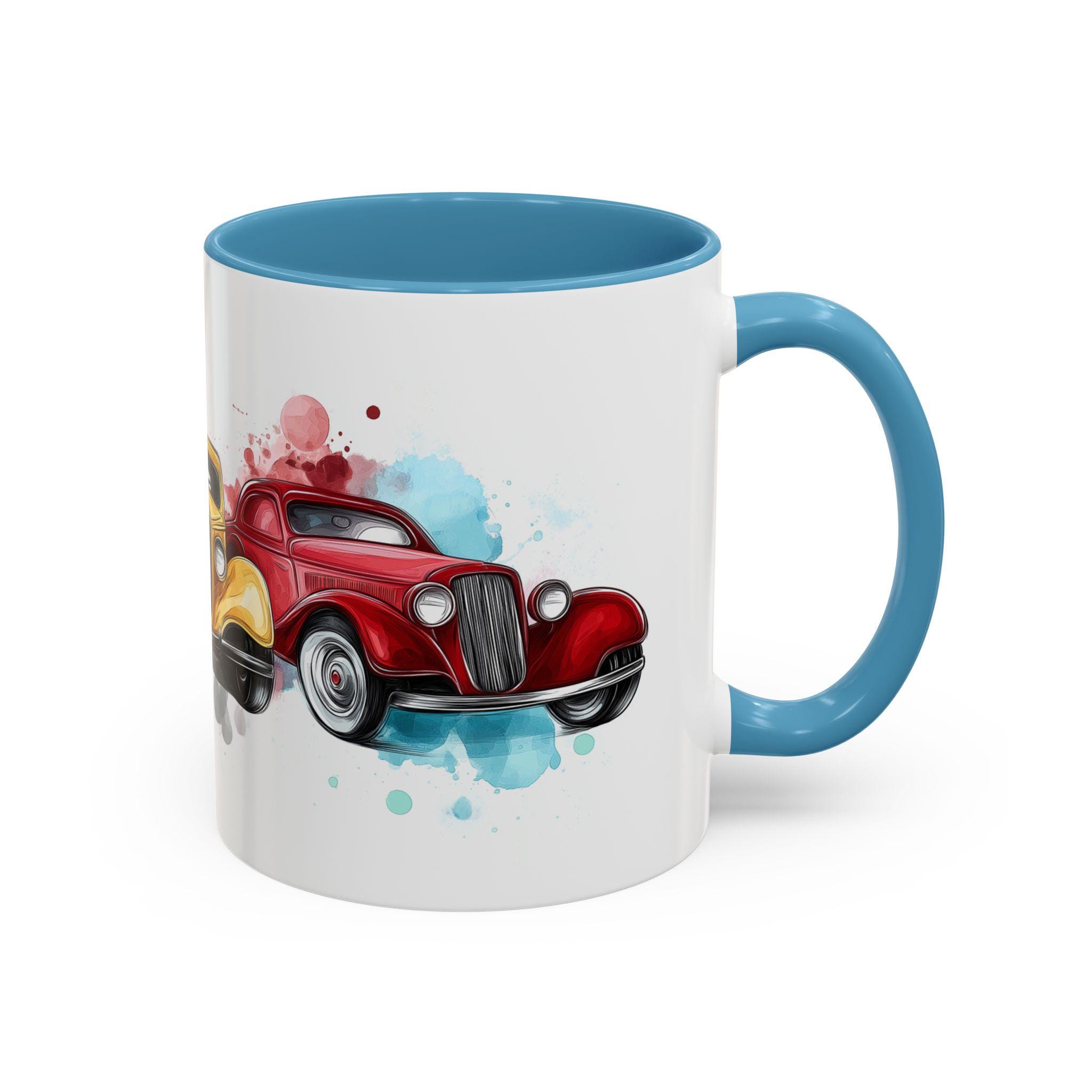Tazza da caffè con dettagli di auto d'epoca, tazza da caffè retrò, regalo per gli amanti delle auto, design di auto d'epoca, stoviglie uniche, regalo per gli appassionati di automobili