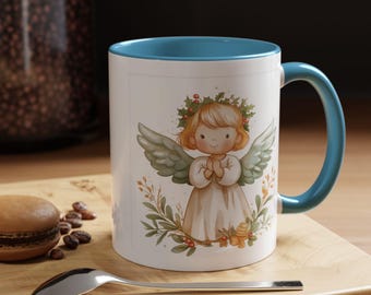 Wunderliche Engel Akzent Kaffeetasse Gemütliches Wohnkultur Geschenk für Engel-Liebhaber Süße Tasse für den Urlaub Perfekt für den Morgenkaffee 11oz und 15oz