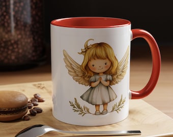 Tazza da caffè con ali d'angelo, design stravagante con angelo, perfetta per regali per la casa, oggetti da collezione, festività, momenti spirituali