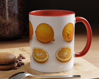 Citrus Fruit Accent Mug Bright Orange Coffee Cup Kitchen Decor Gift for Fruit Lovers Summer Drinkware Fun Mug