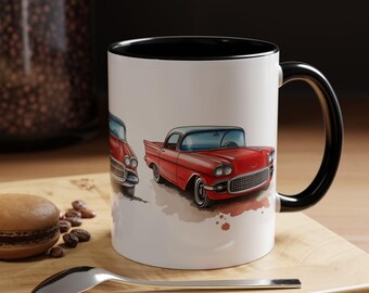 Vintage Cars Accent Coffee Mug  Perfect Gift for Car Enthusiasts Retro Lovers Unique Home Decor Classic Car Collectors Gift for Him