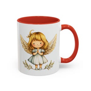 Taza de café con alas de ángel. Diseño de ángel caprichoso. Ideal para el hogar, regalos, coleccionables, festividades y momentos espirituales. imagen 3