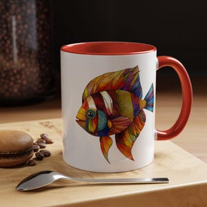 Vibrant Fish Art Coffee Mug  Colorful Ceramic Cup for Fish Lovers Unique Gift Idea for Birthdays Holidays Home Decor Kitchen Accessory