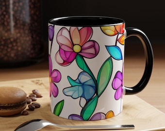 Vibrant Floral Coffee Mug Colorful Drinkware for Flower Lovers Perfect for Gifts Home Decor or Special Occasions Gift for Her